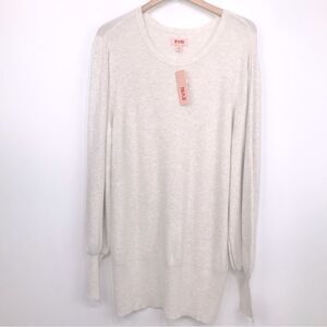 Evri NEW Cream Puff Sleeve Ribbed Knit Crew Neck Sweater